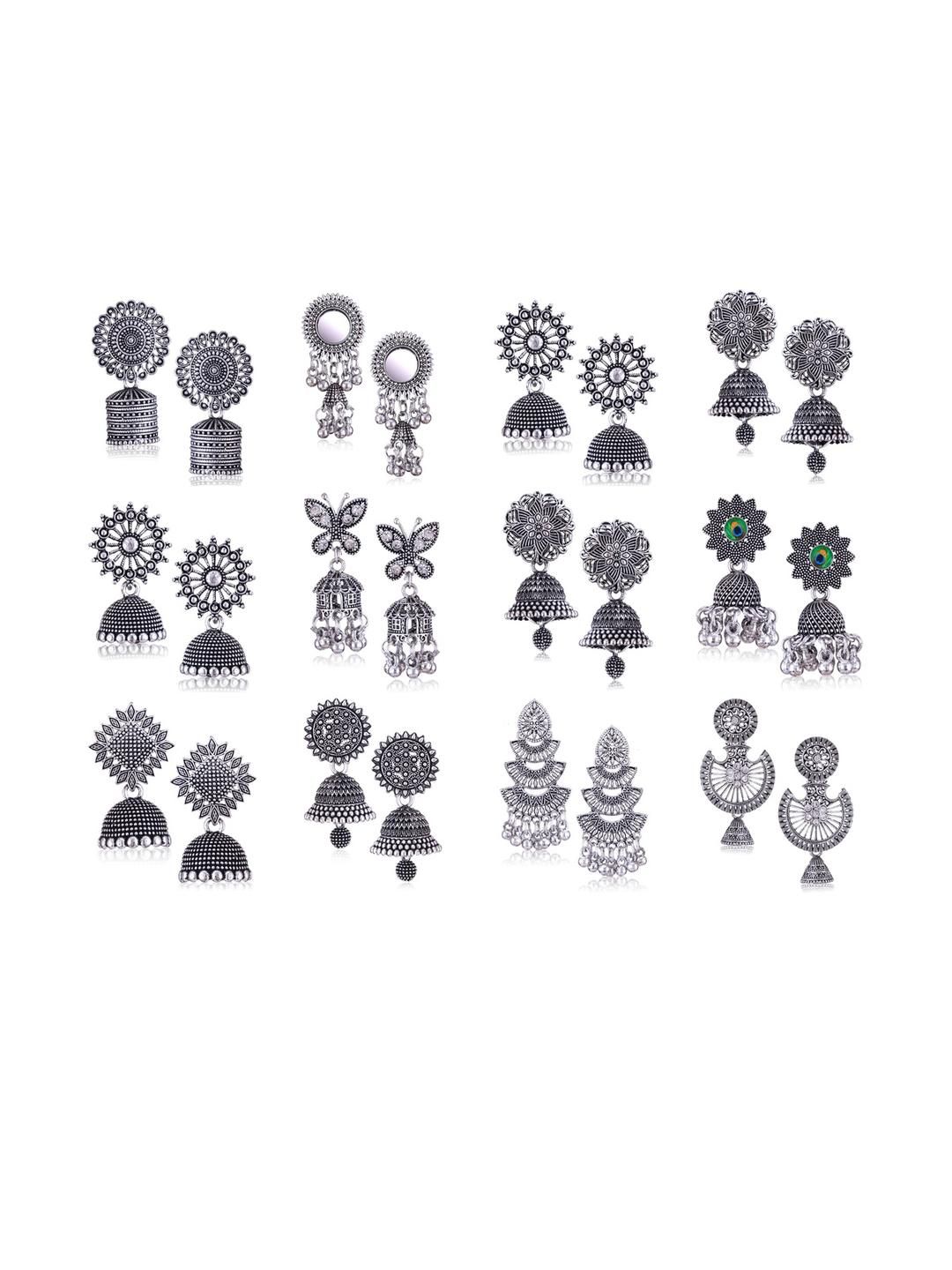 Sangria Silver-Plated Alloy Jhumka for Women
