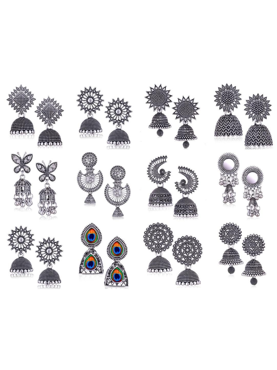 Sangria Silver-Plated Contemporary Alloy Earrings