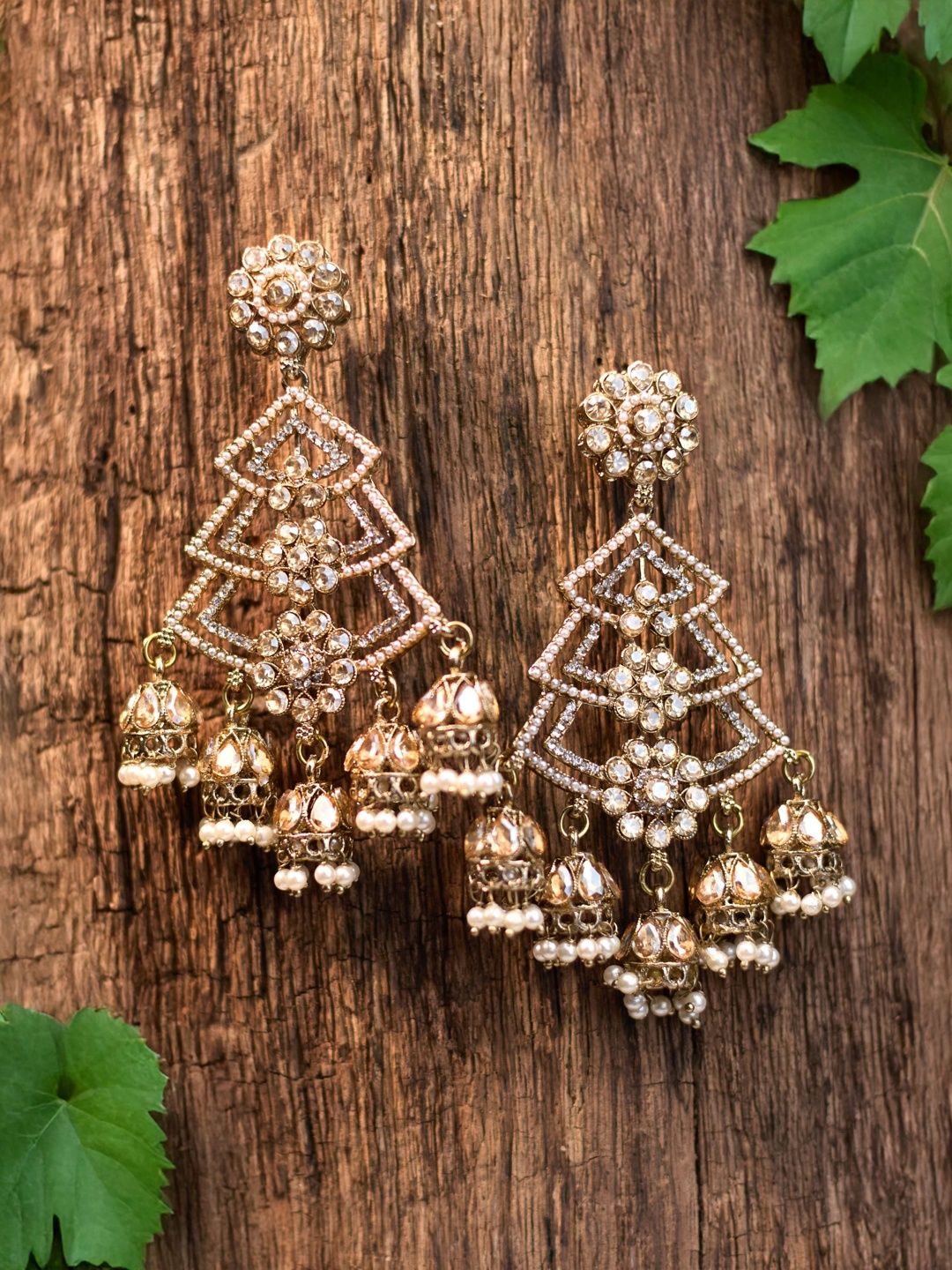 Shimmering Gold-Plated Jhumkas: Traditional Indian Earrings for Every Occasion