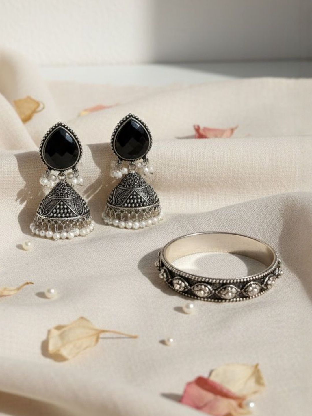 Silver Oxidised Jhumka for Women