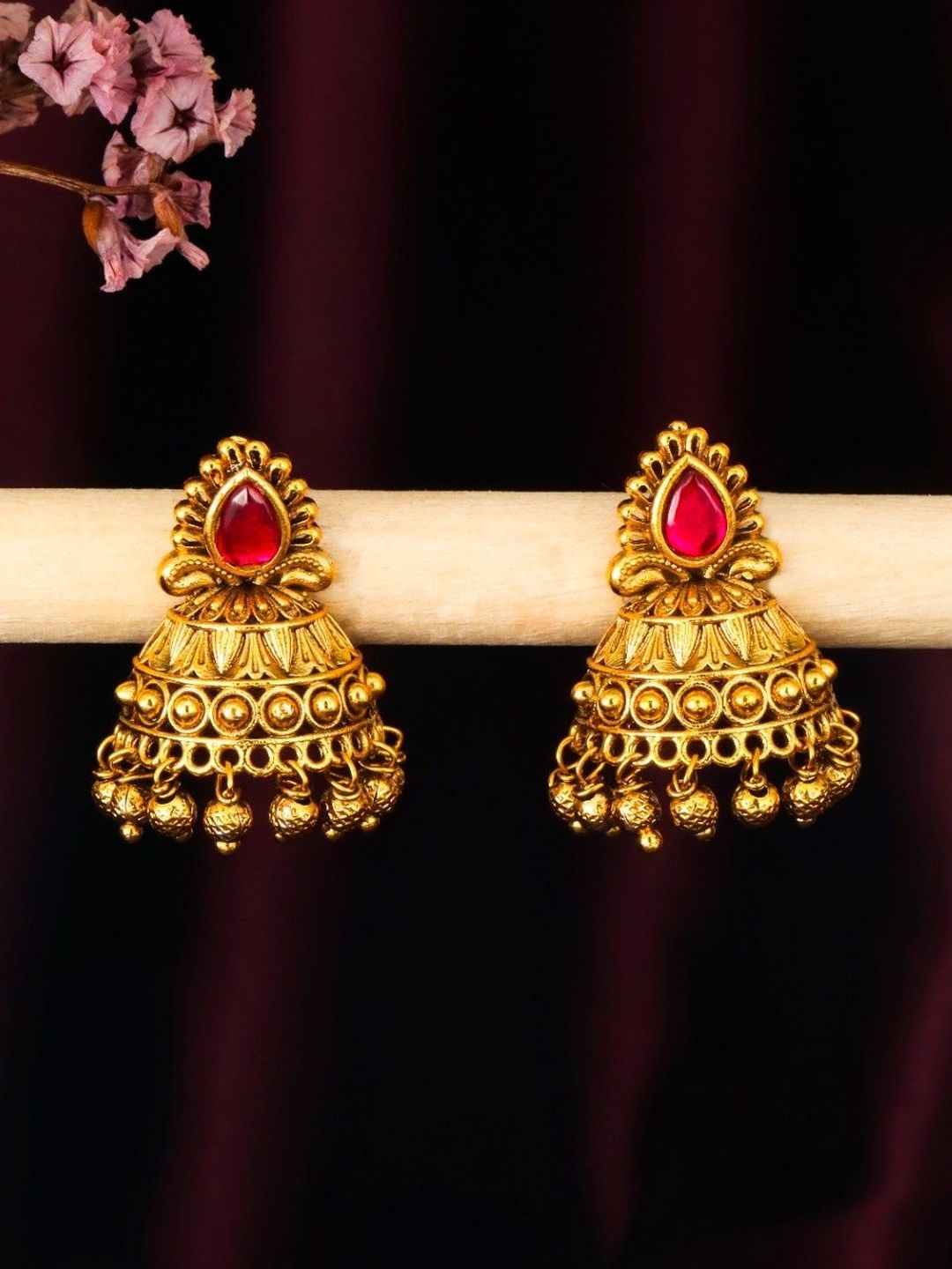South Temple Geometric Jhumka Earrings