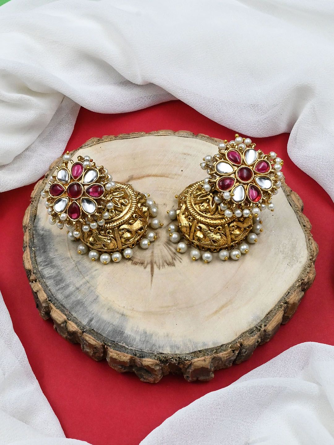 StileAdda Gold Plated Beaded Jhumka for Women