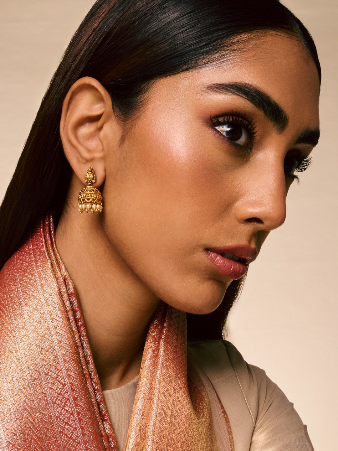 Stone Studded Ruby Dome Jhumka