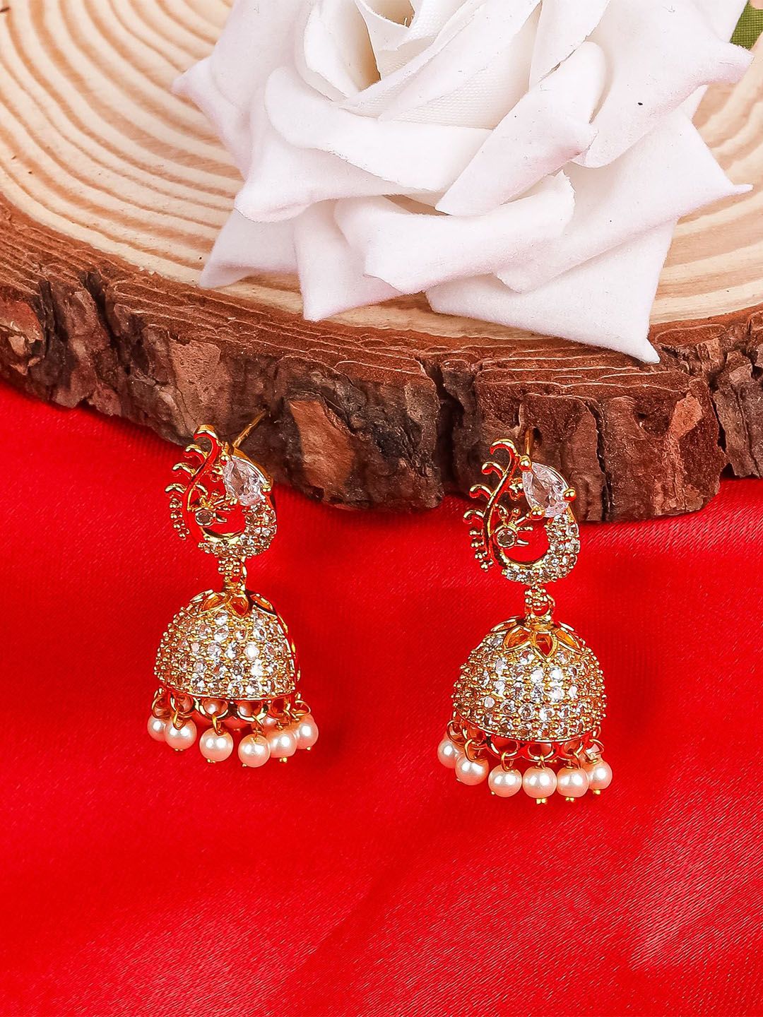 TANAIRA Gold Plated AD Jhumka for Women