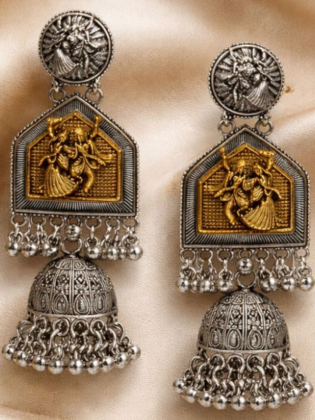 Temple Oxidized Jhumka for Women