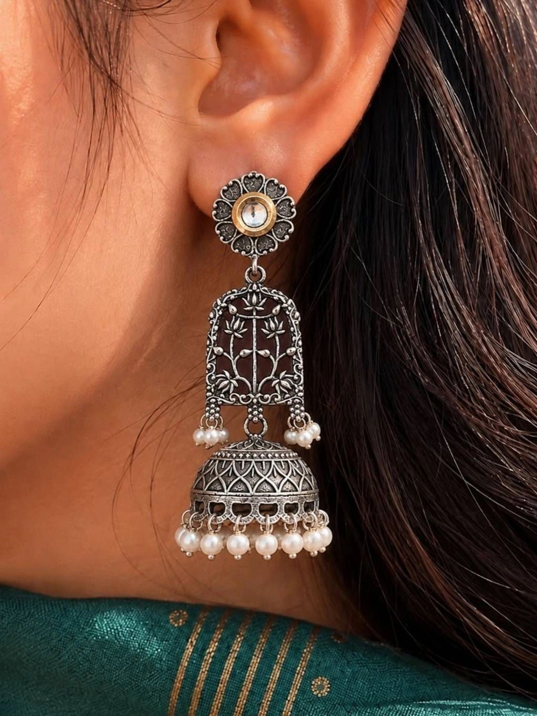 THE GLAM POUCH Floral Jhumka for Women