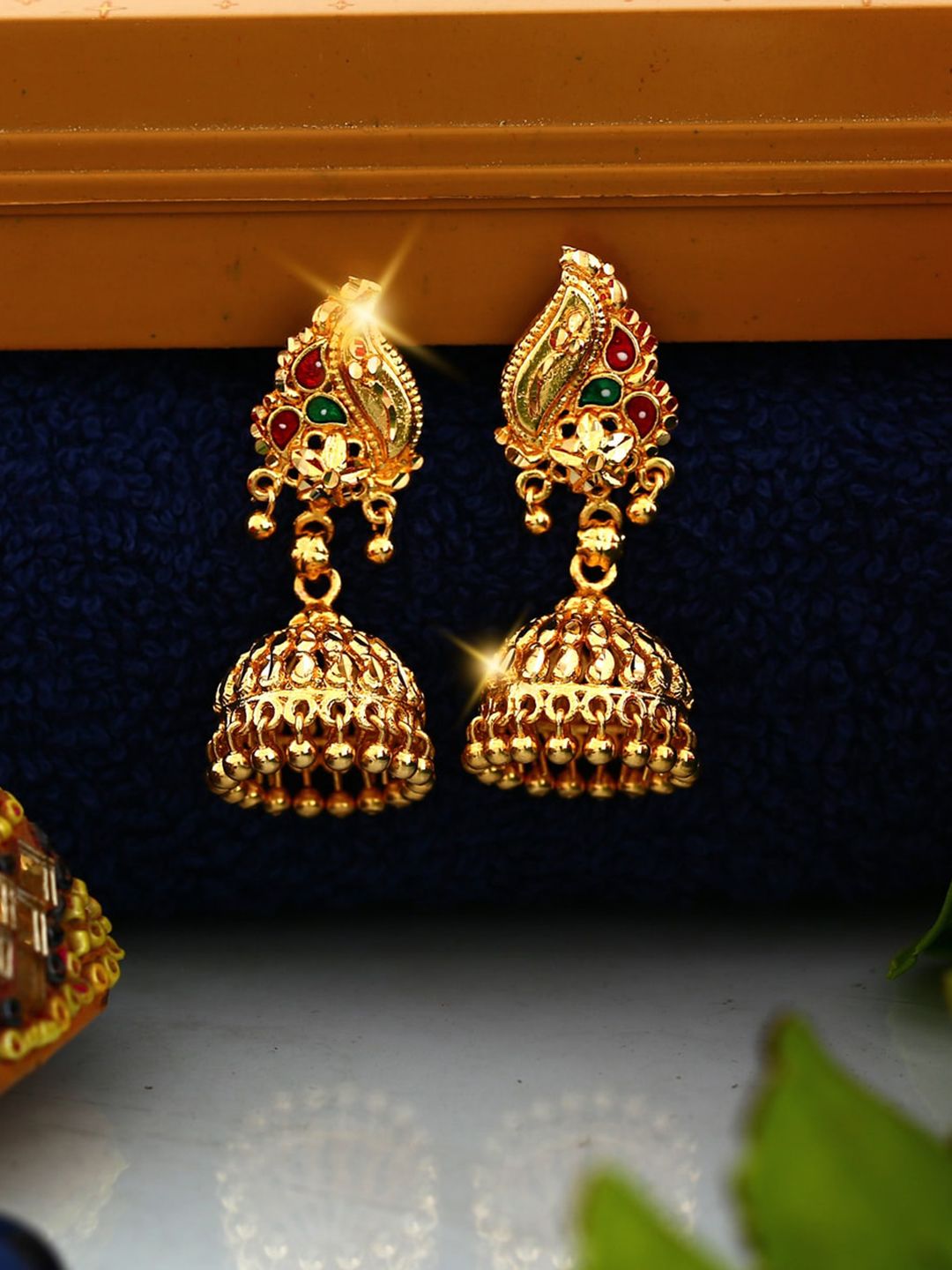 Timeless Elegance: Traditional Gold-Plated Jhumka Earrings | Indian Ethnic Style