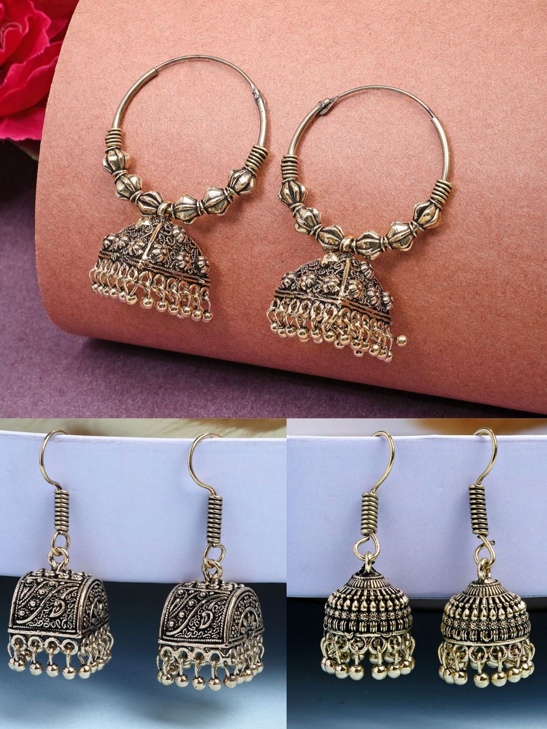 Timeless Elegance: Traditional Indian Oxidized Jhumka Earrings