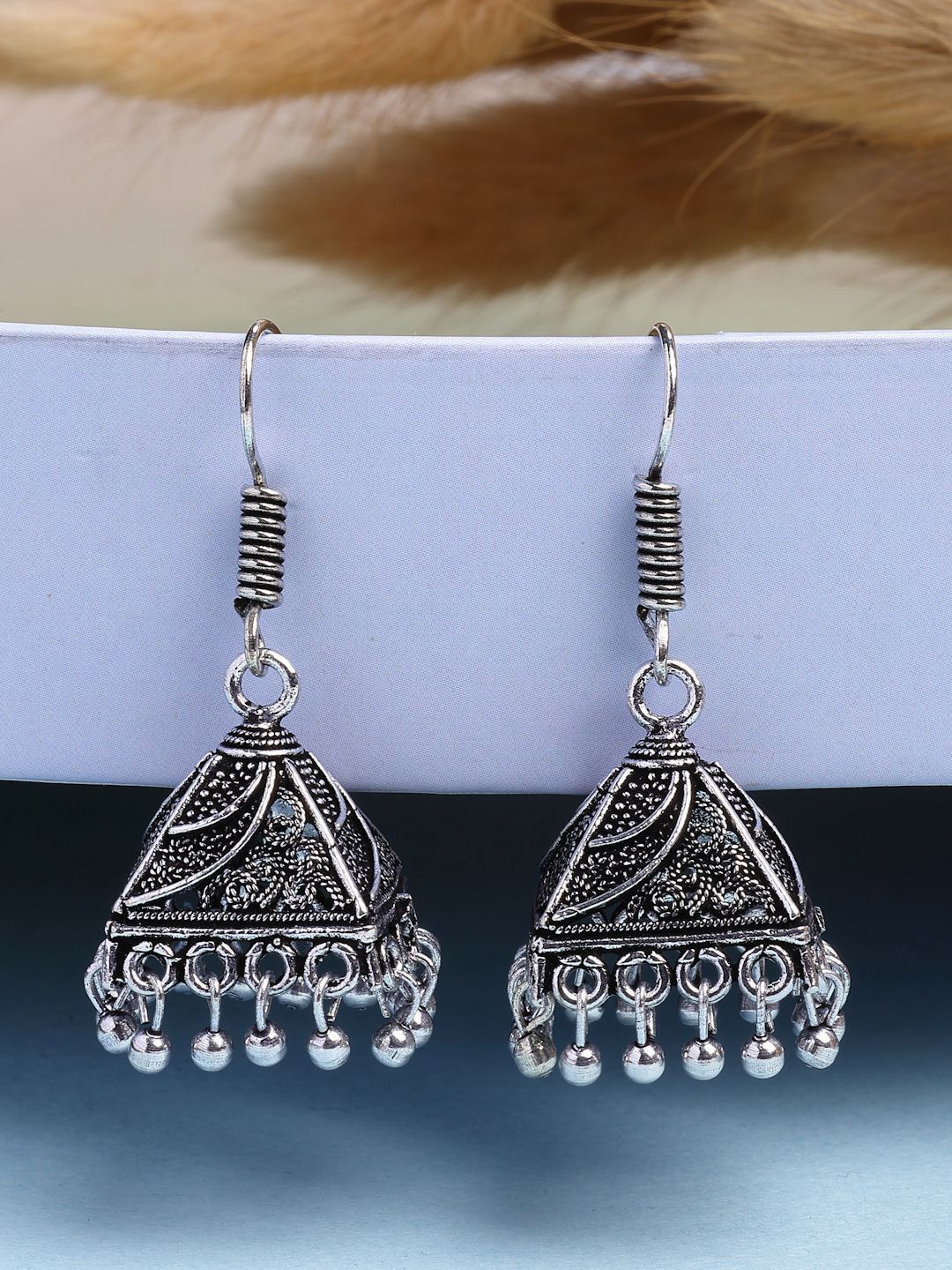 Timeless Oxidized Silver-Toned Jhumka Earrings | Ethnic Indian Style