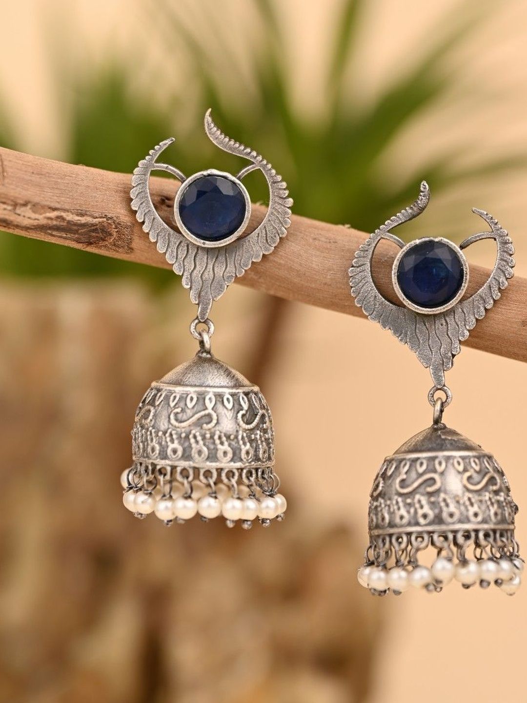 Traditional Oxidized Silver Jhumkas | Ethnic Indian Bell Earrings