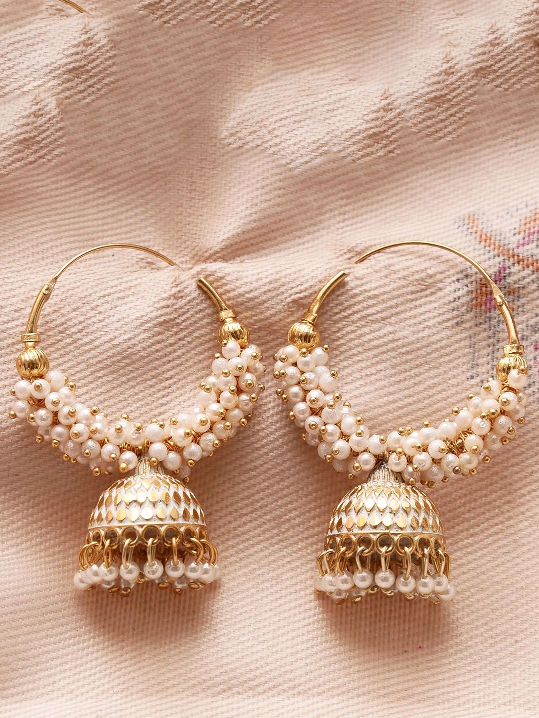 Traditional Pearl Jhumka Earrings | Gold Plated Ethnic Jhumki