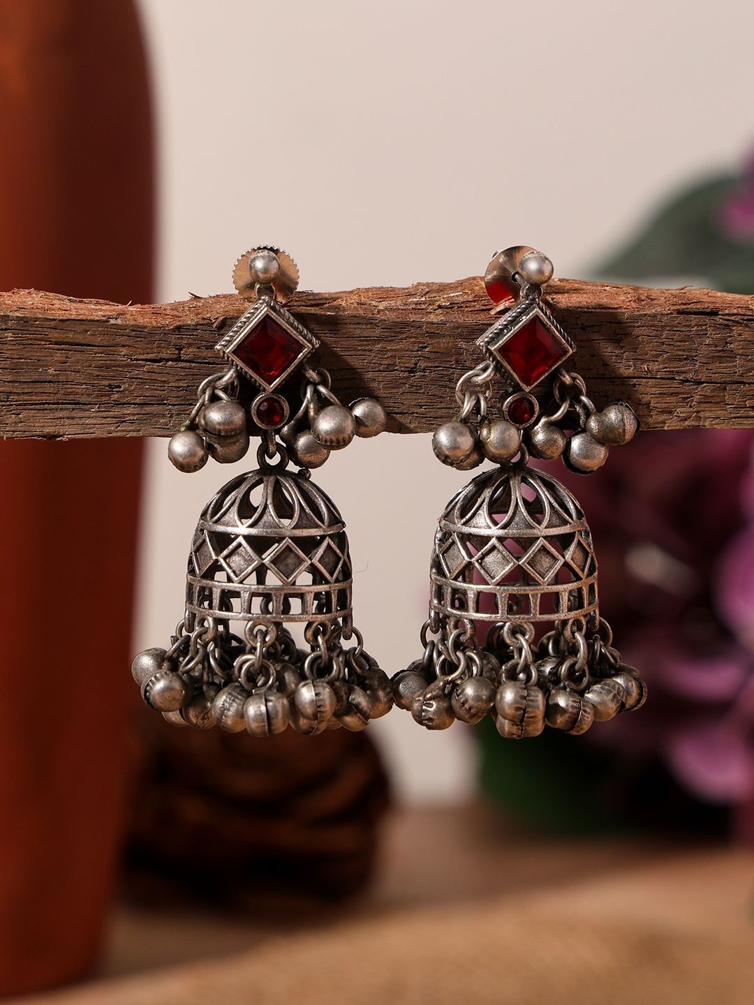 VENI Geometric Jhumka Earrings for Modern Ethnic Wear