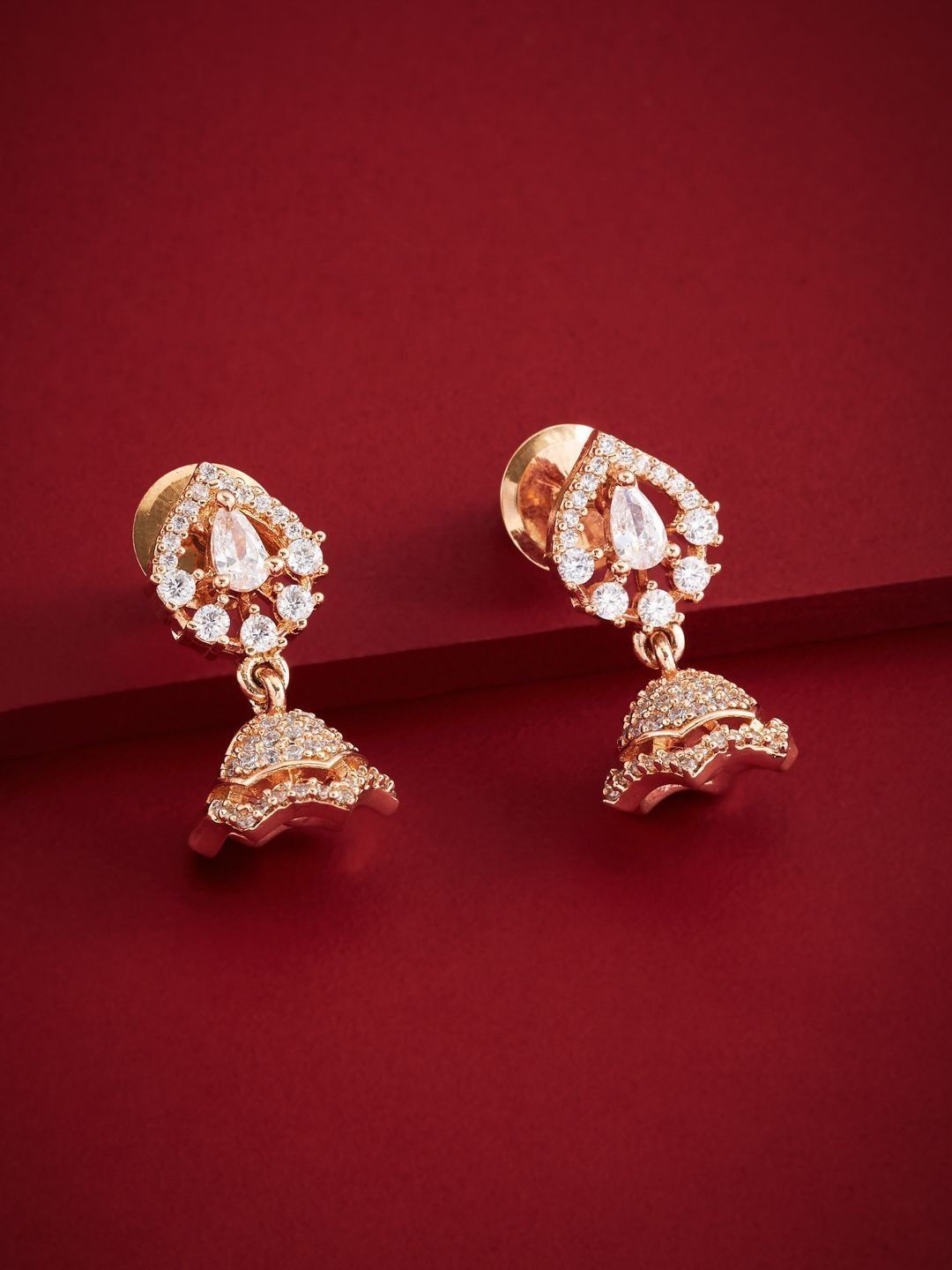 White Geometric Zircon Jhumka