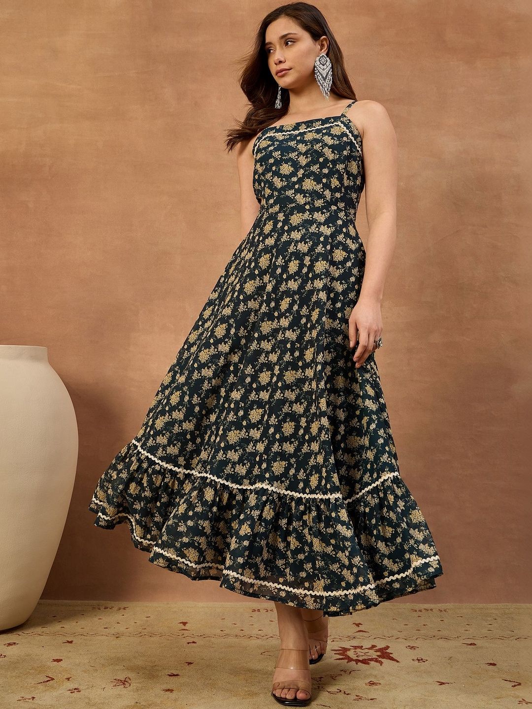 Inddus Floral Midi Dress for Women