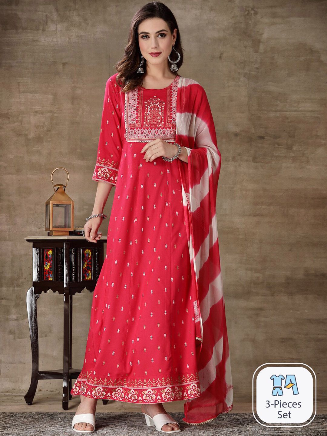Stylum Printed Maxi Dress With Dupatta