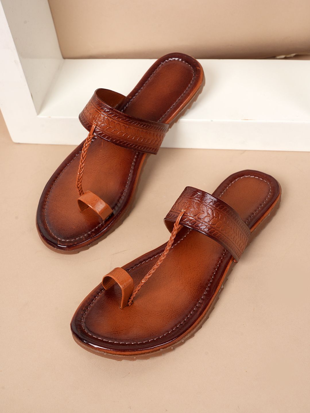 Authentic Handcrafted Brown Kolhapuri Chappals for Women | Traditional Indian Footwear