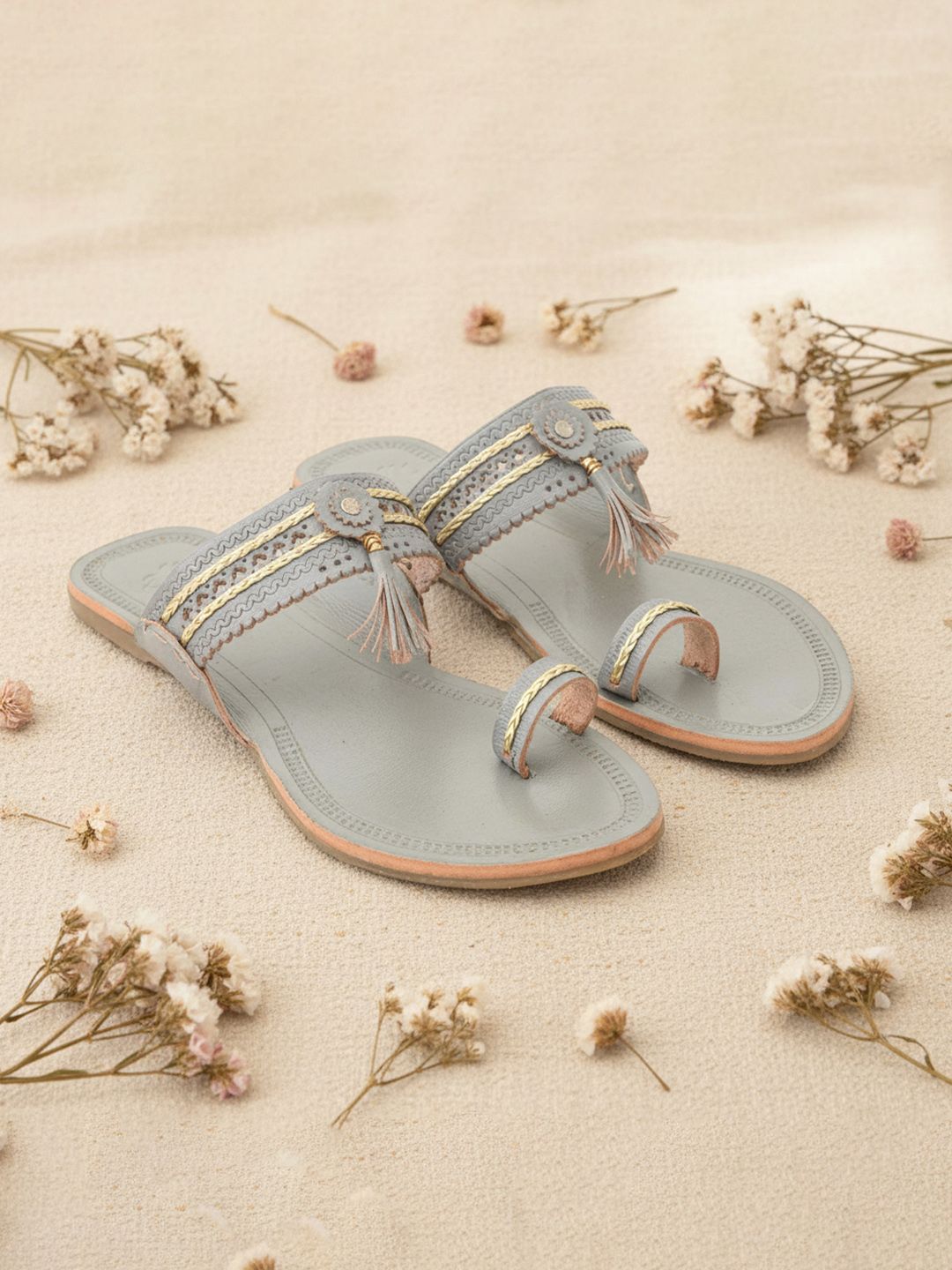 Elegant Blue Kolhapuri Chappals for Women - Handcrafted Indian Footwear