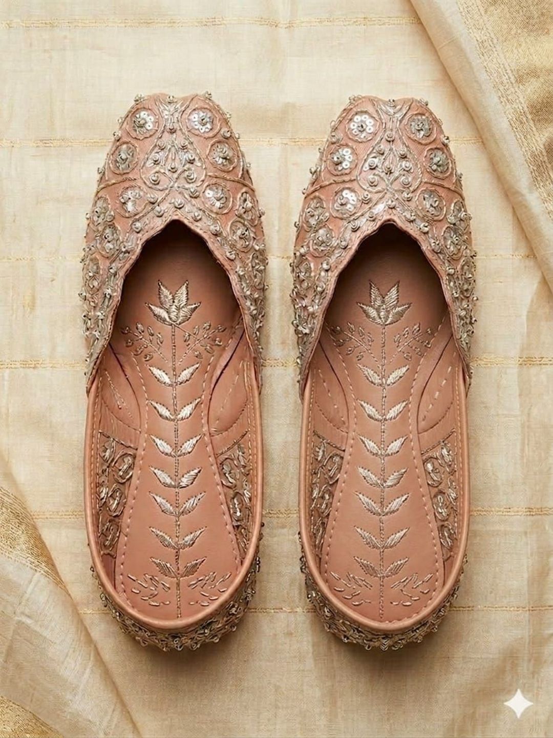 Elegant Pink Embellished Juttis for Women | Traditional Indian Festive Mojris