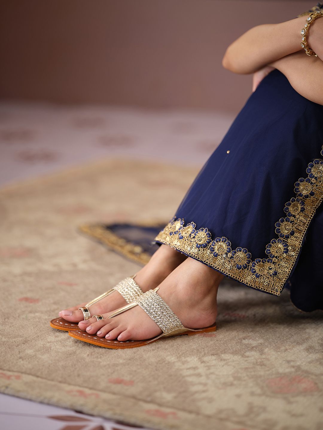 Gleam & Grace: Embellished Kolhapuri Chappals for Women | Festive Footwear