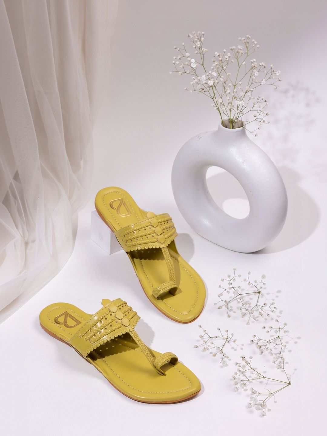 Radiant Lime Green Kolhapuri Chappals: Tradition Meets Trend