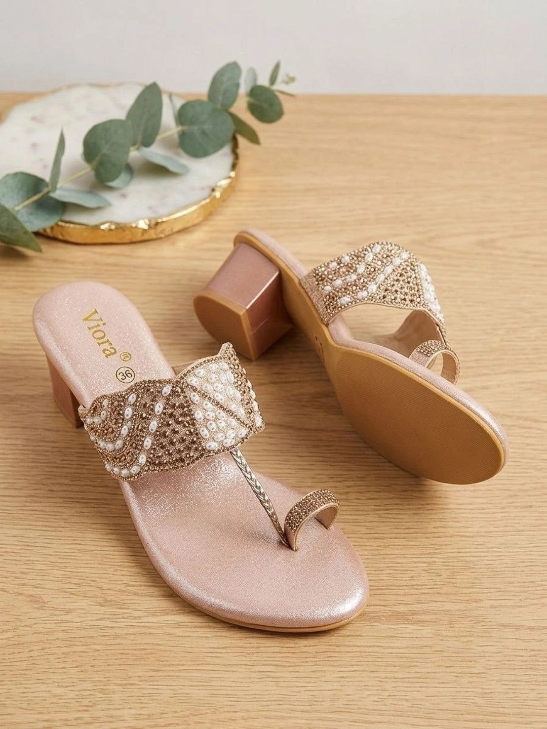 Sparkling Embellished Kolhapuri Chappals for Women | Festive Heels