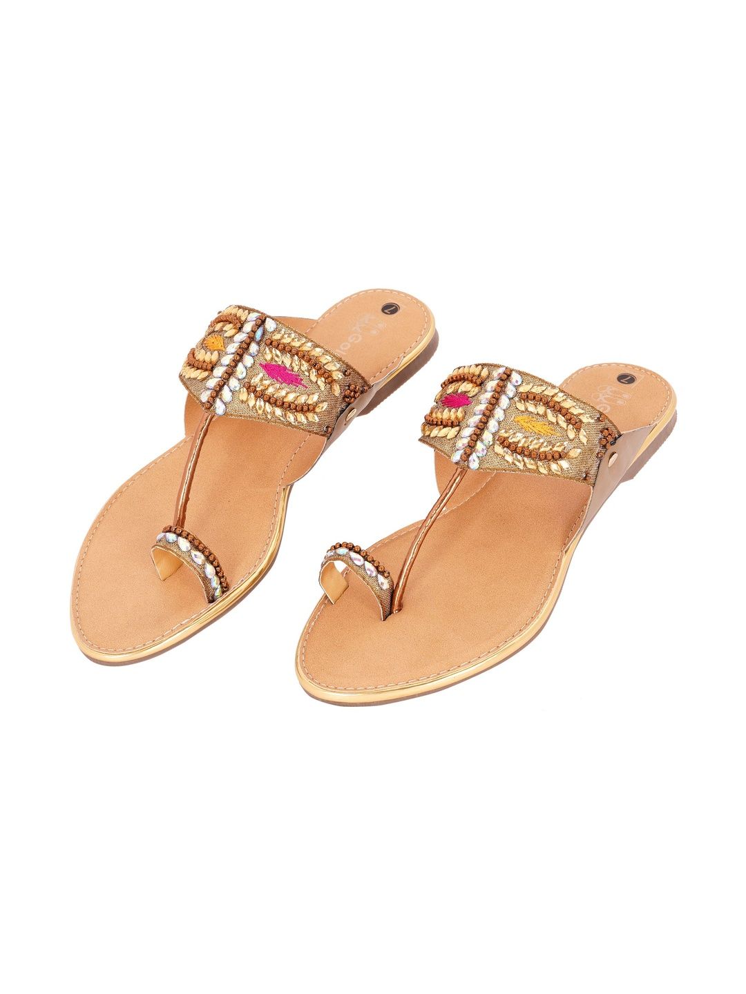 Sparkling Kolhapuri Chappals for Women: Traditional Embellished Flats