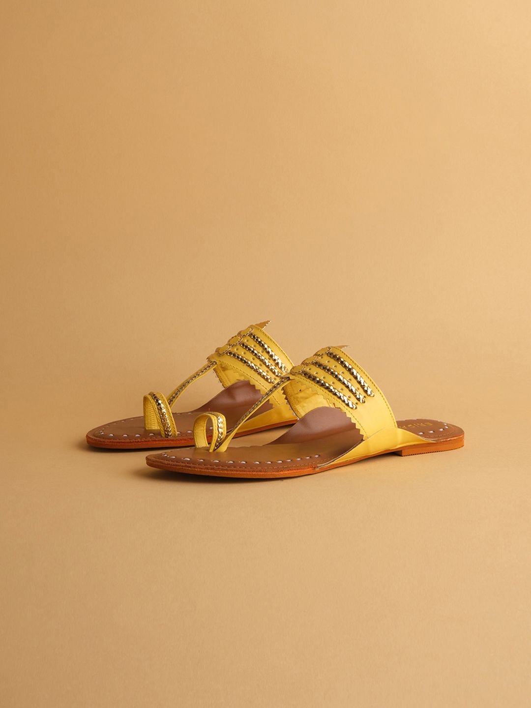 Sunshine Yellow Kolhapuri Chappals for Women - Traditional & Stylish