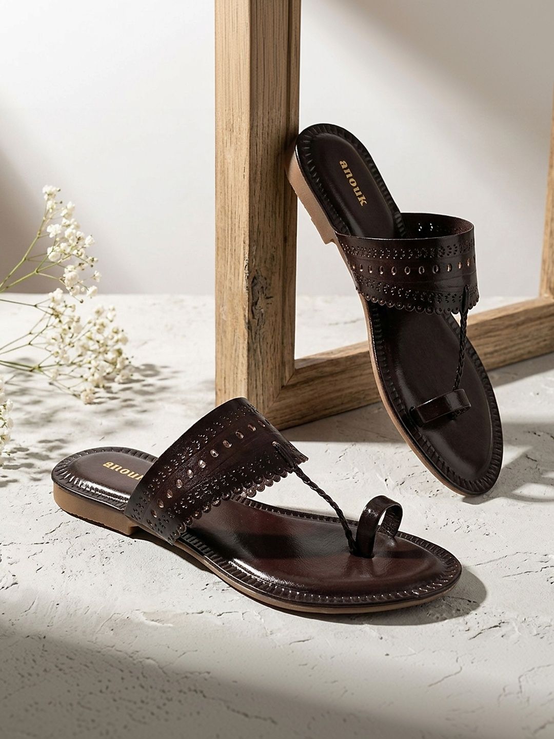 Timeless Elegance: Dark Brown Kolhapuri Chappals for the Modern Indian Woman