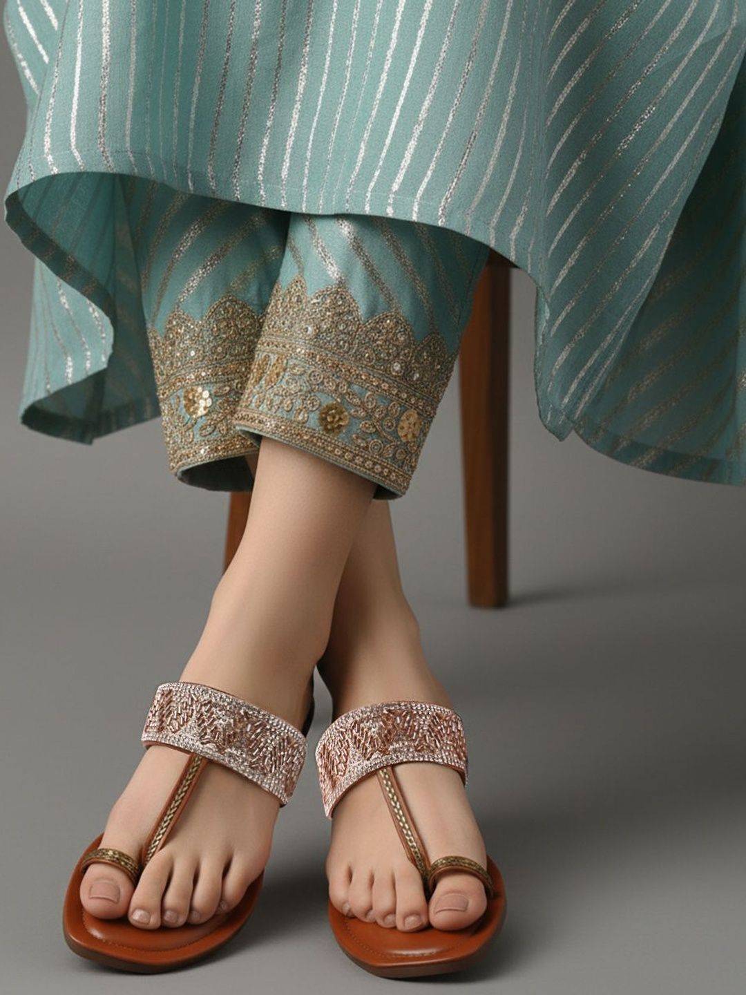 Timeless Elegance: Embellished Kolhapuri Chappals for Women