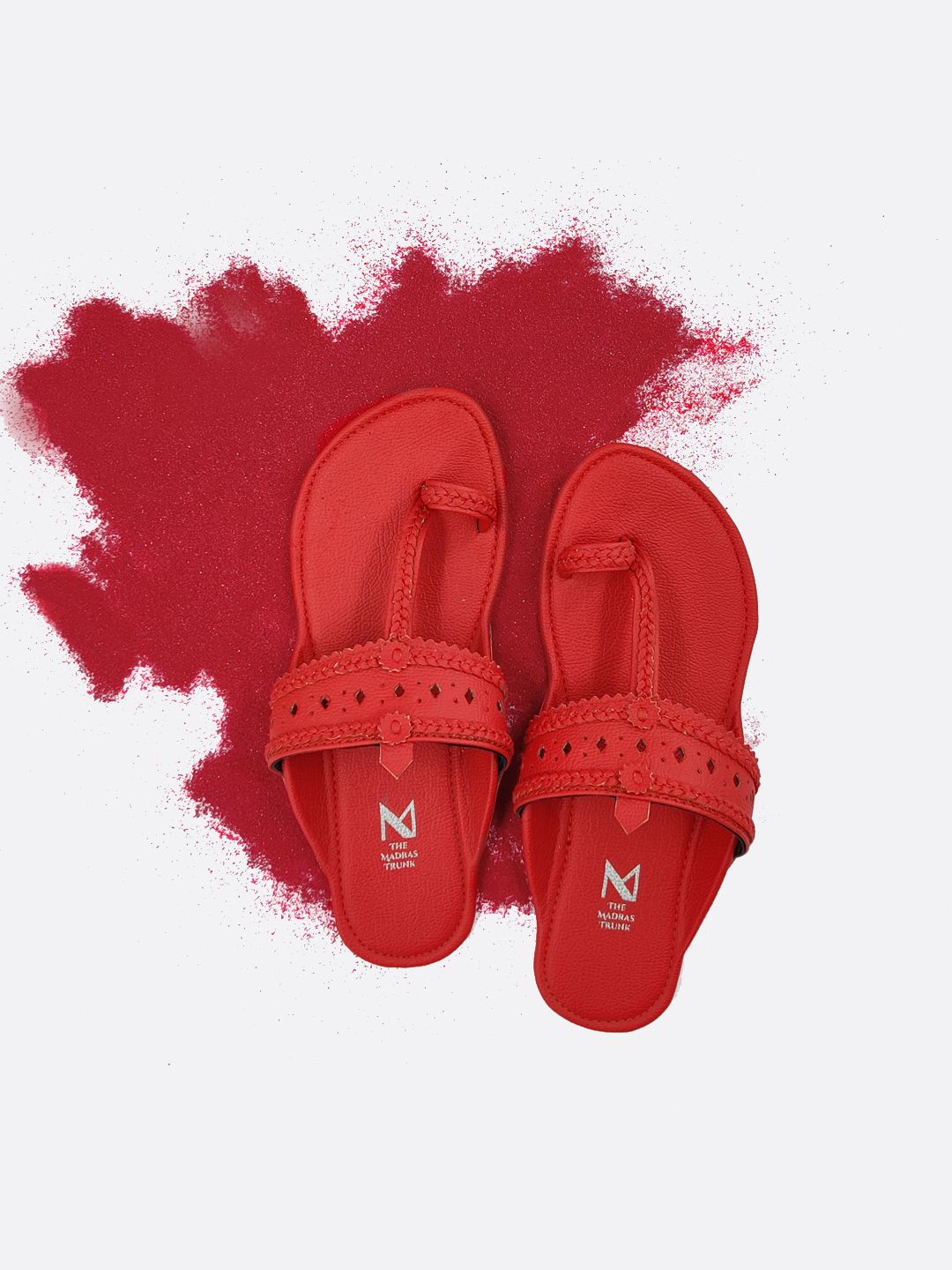 Vibrant Red Kolhapuri Chappals for Women | Traditional Indian Footwear