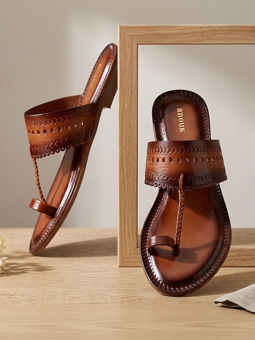 Walk in Style: Anouk Kolhapuri Chappals for Women | Ethnic Leather Sandals