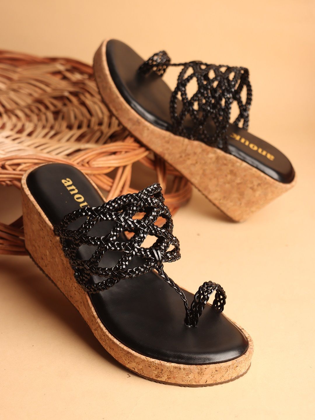 Anouk Ethnic Ankle Wedge Sandals