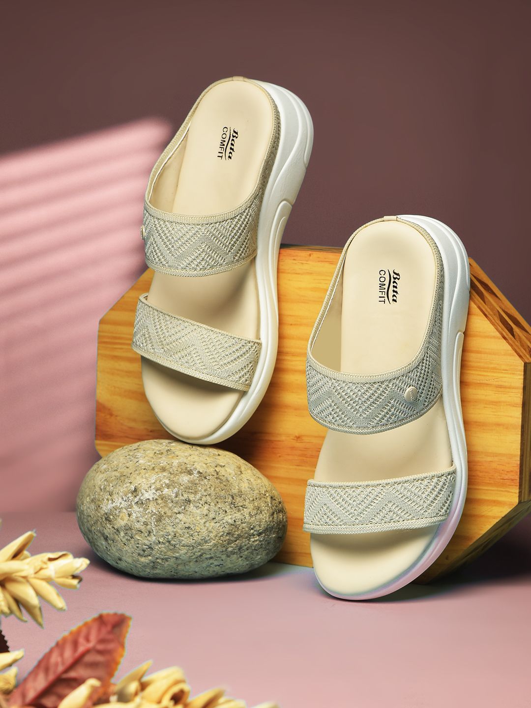 Bata Comfit Woven Design Comfort Wedges for Women