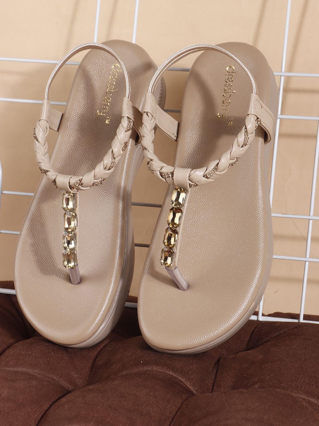 Chic Beige Embellished Wedge Sandals for Women | Shop Latest Styles