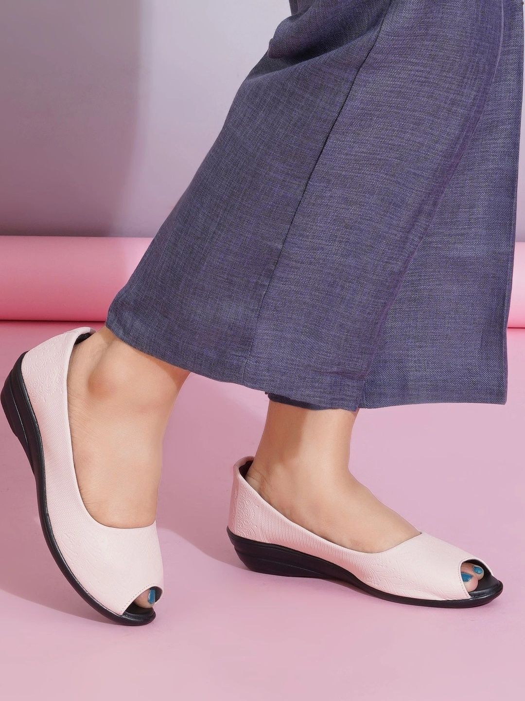 Chic Pink Peep-Toe Wedges for Women - Comfort & Style in India