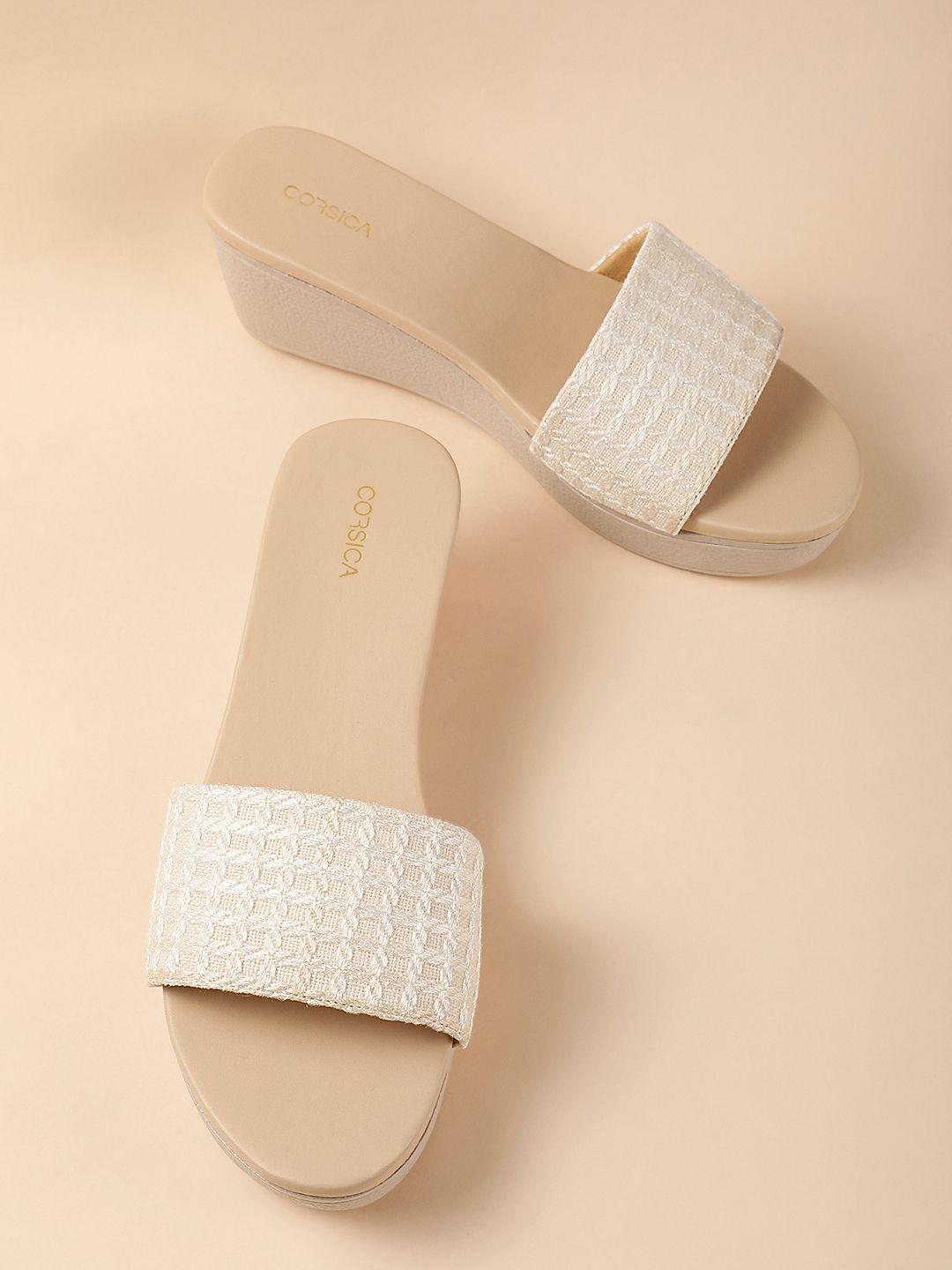 Corsica Beige Wedges for Women | Stylish & Comfy Footwear