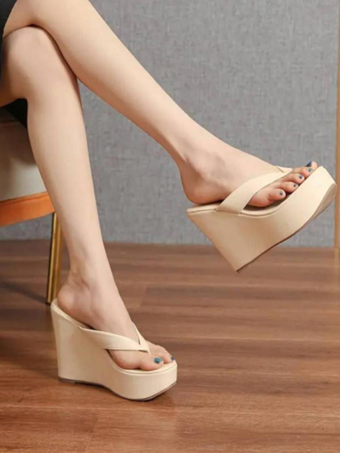 Embellished Open-Toe Wedges for Women