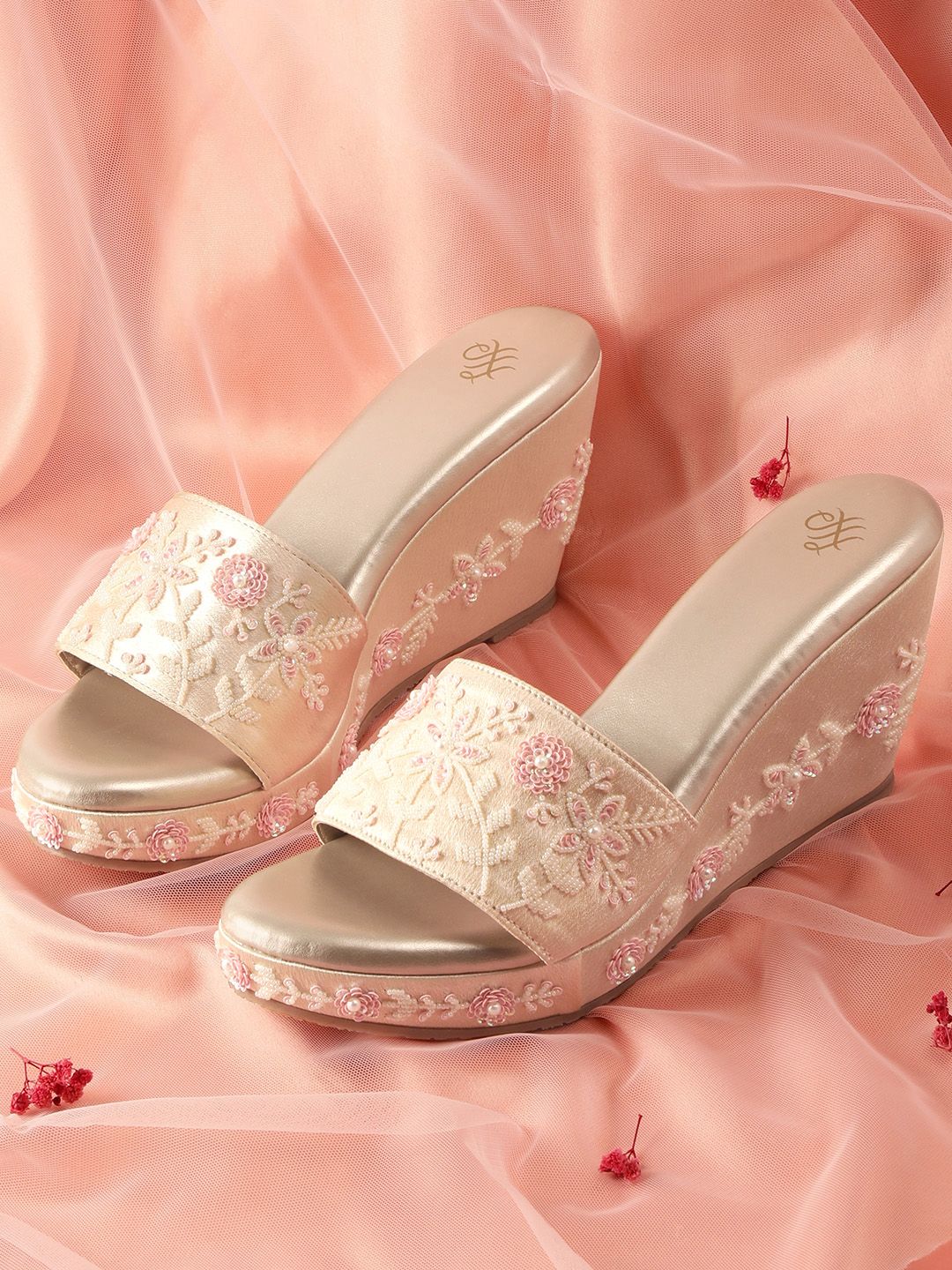 Floral Embellished Wedge Heels by House of Pataudi