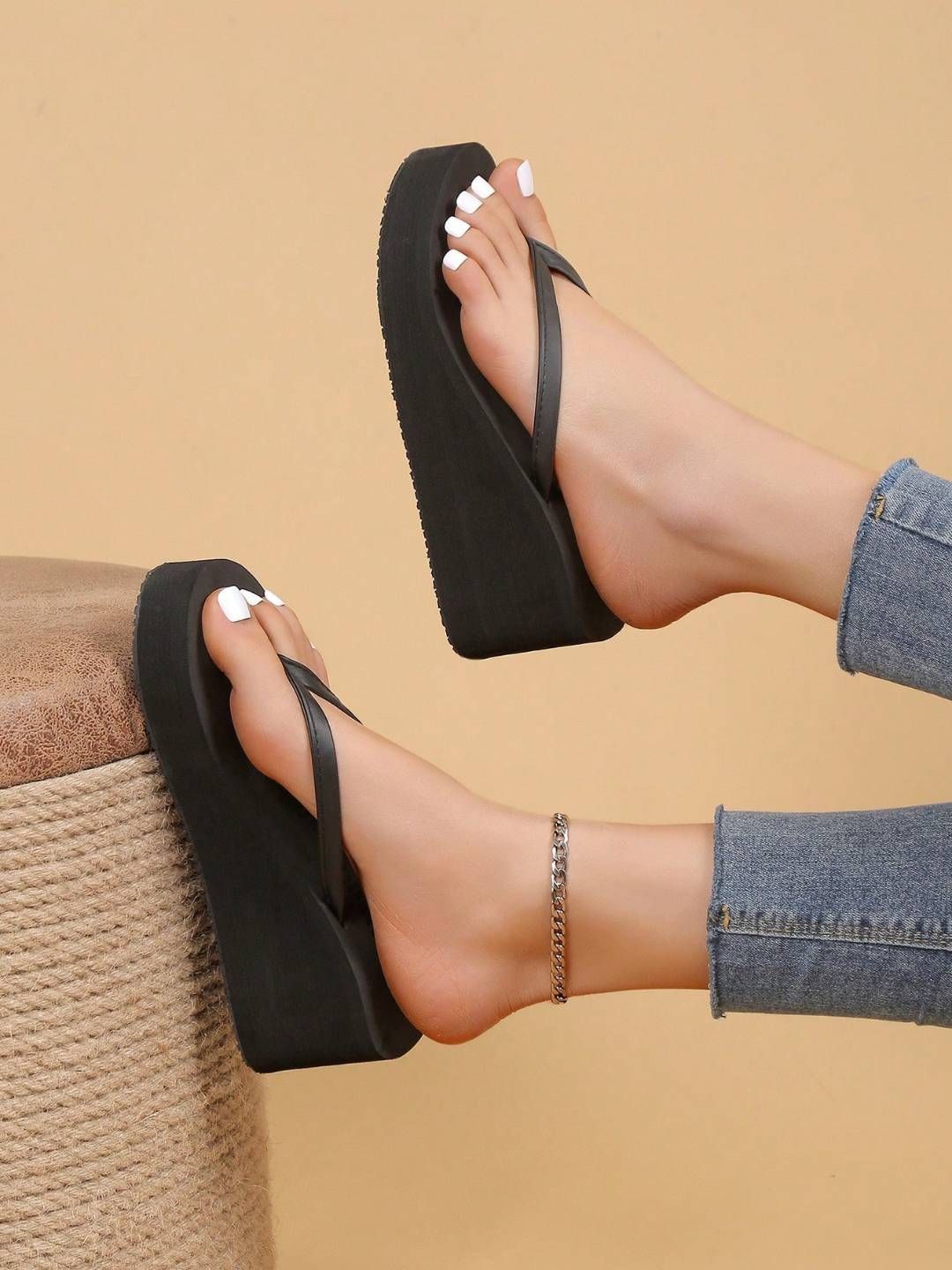 GLO GLAMP Chic Single Strap Wedges for Women