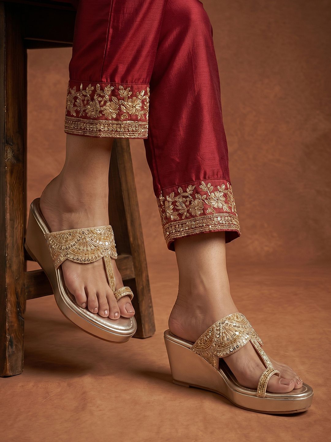 House of Pataudi Designer Wedge Sandals for Women