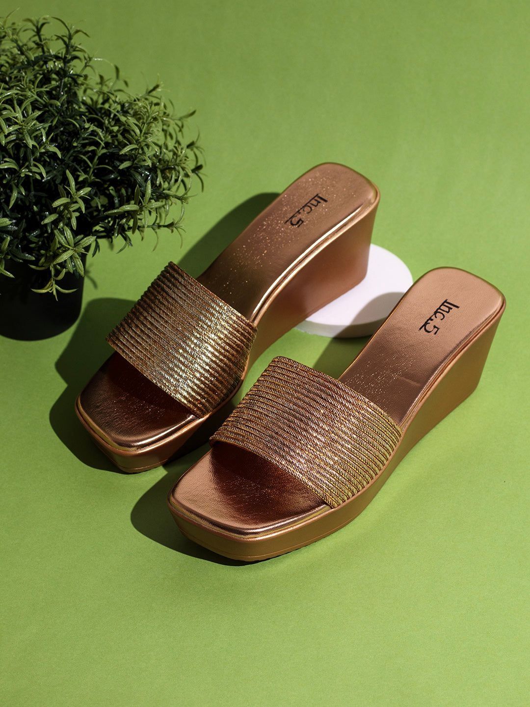 Inc.5 Metallic Gold Wedges for Women: Comfort Meets Chic Style!