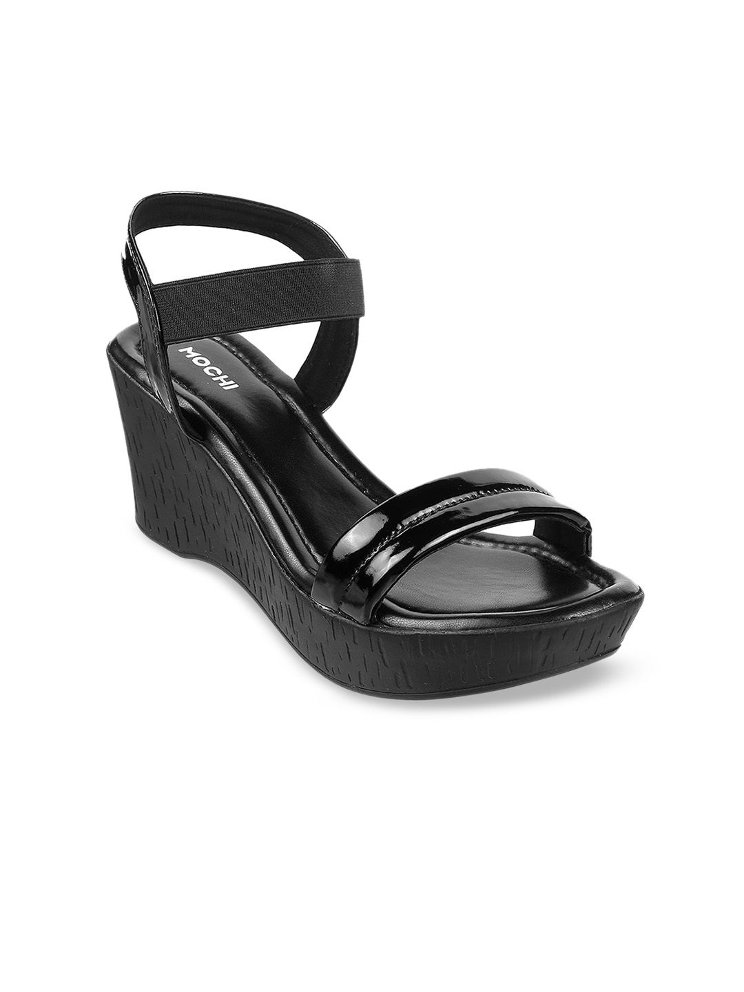 Mochi Black Platform Wedges for Women | Stylish & Comfortable Sandals
