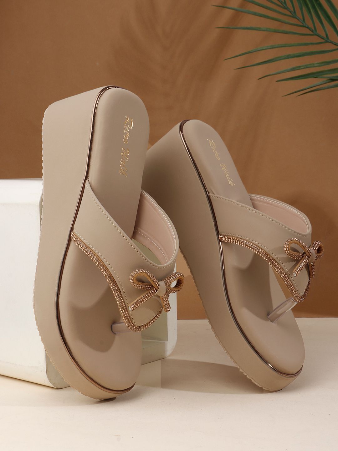 Retro Walk Bow Wedge Sandals for Women
