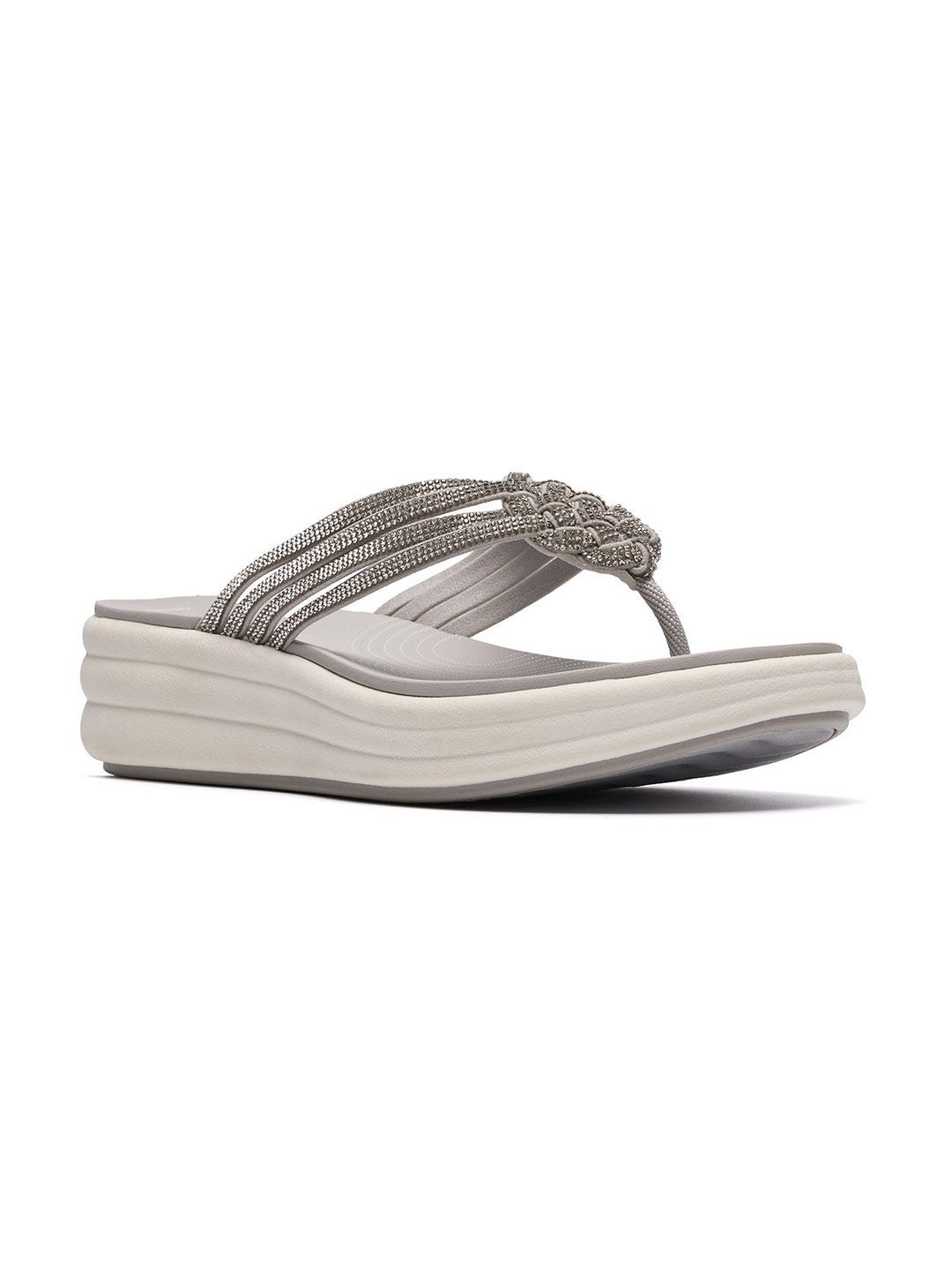 Shimmering Grey Wedges for Women: Embellished Style & Comfort
