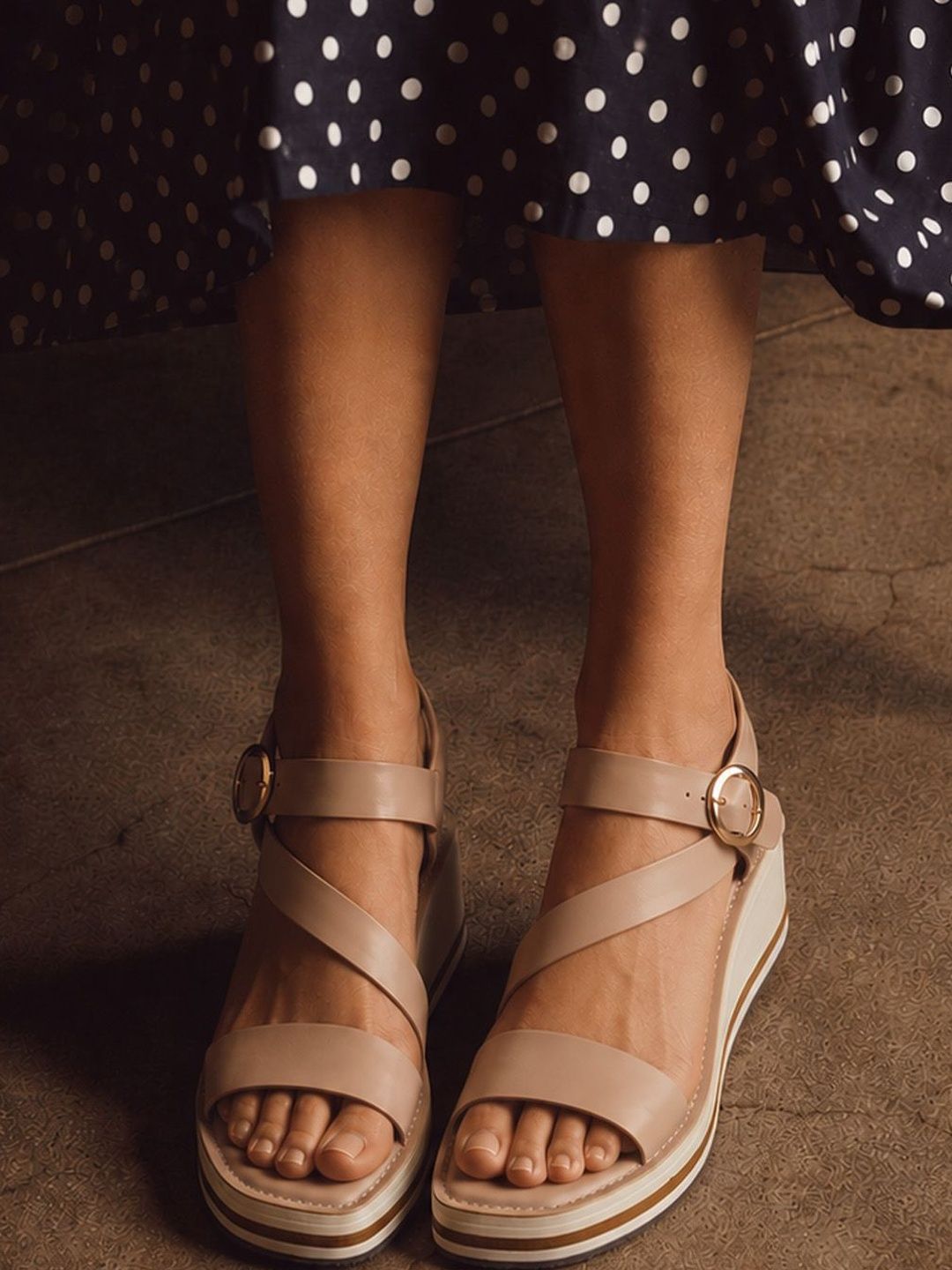 Step Up Your Style: Nude Wedge Sandals for Women | Shop India's Latest