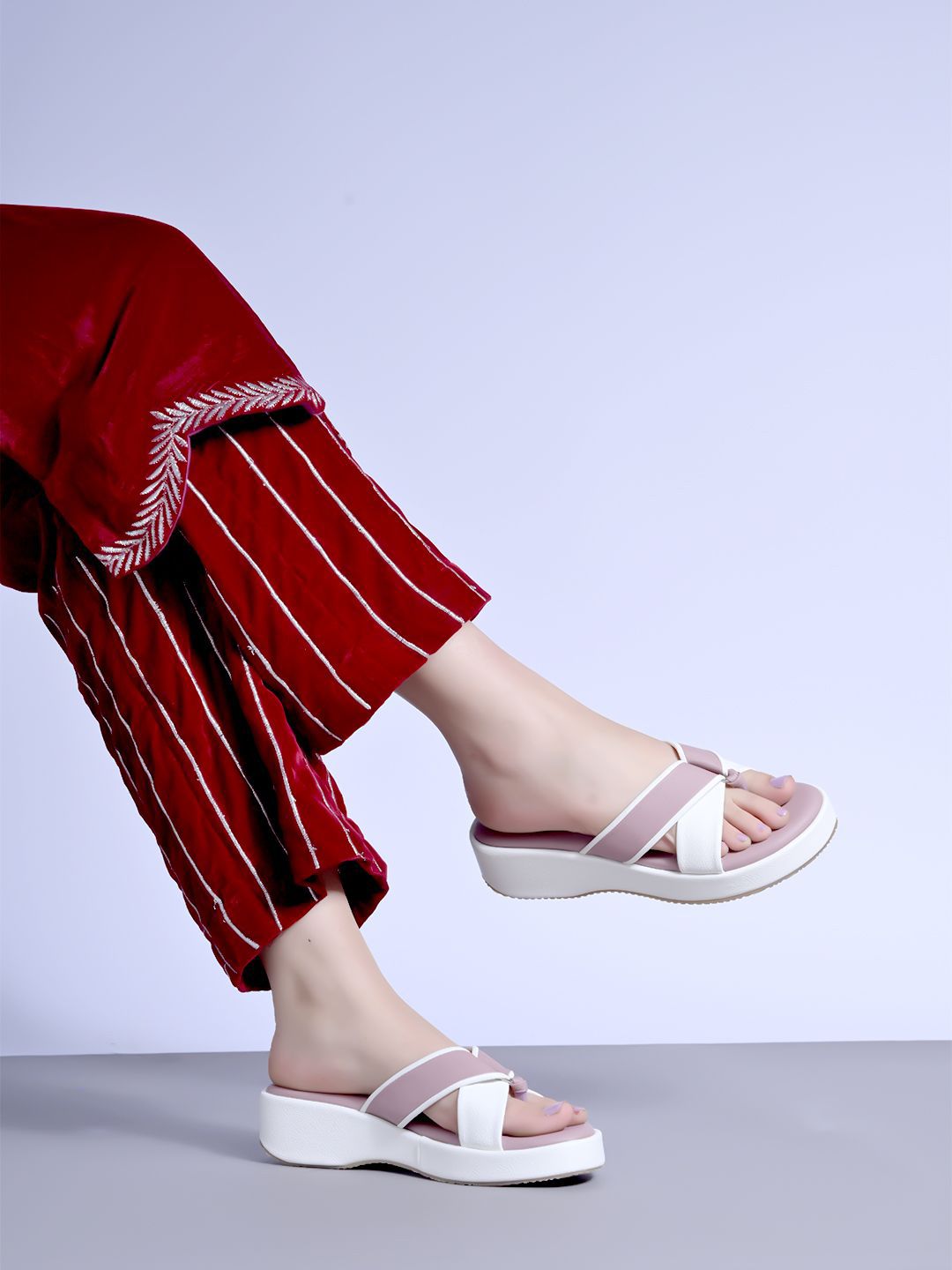 Stylestry Colourblocked Casual Wedge Sandals