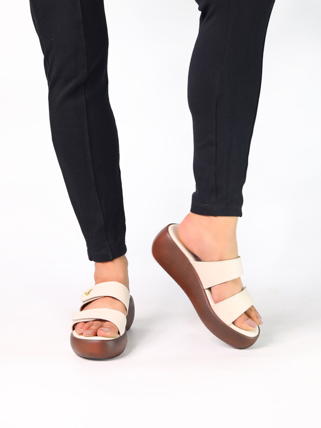 Stylish Beige Strap Wedges for Women | Comfortable Platform Sandals