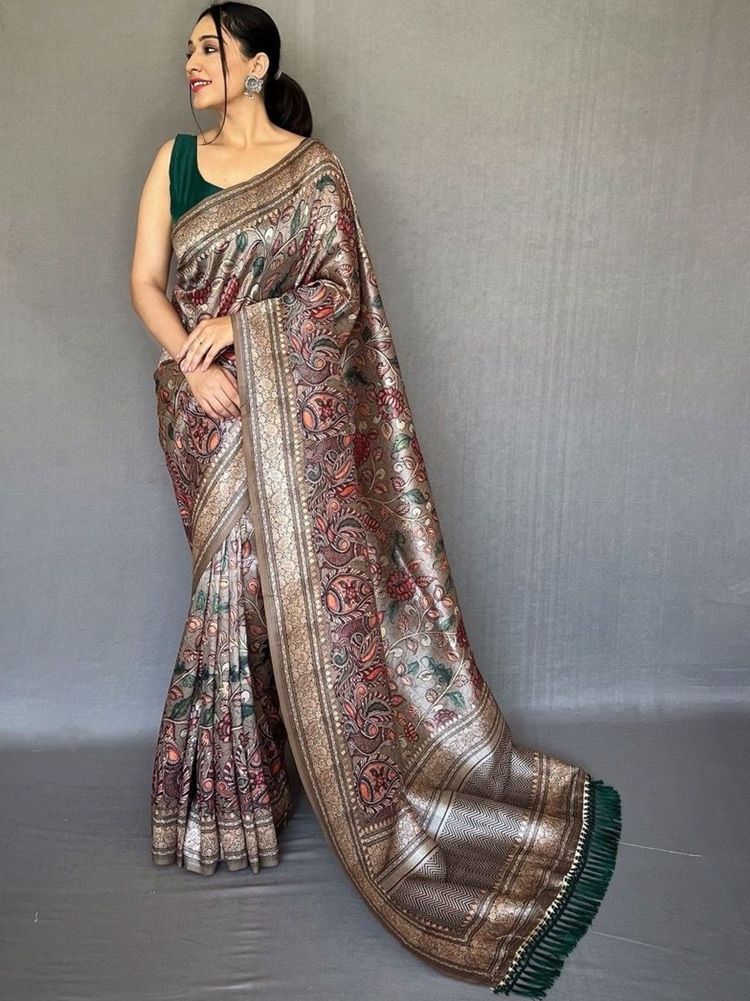 All About You Grey Soft Silk Fusion Saree