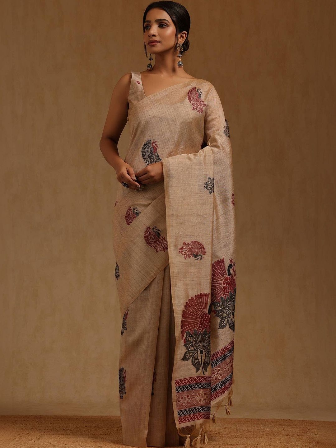 All About You Handloom Tussar Kalamkari Saree