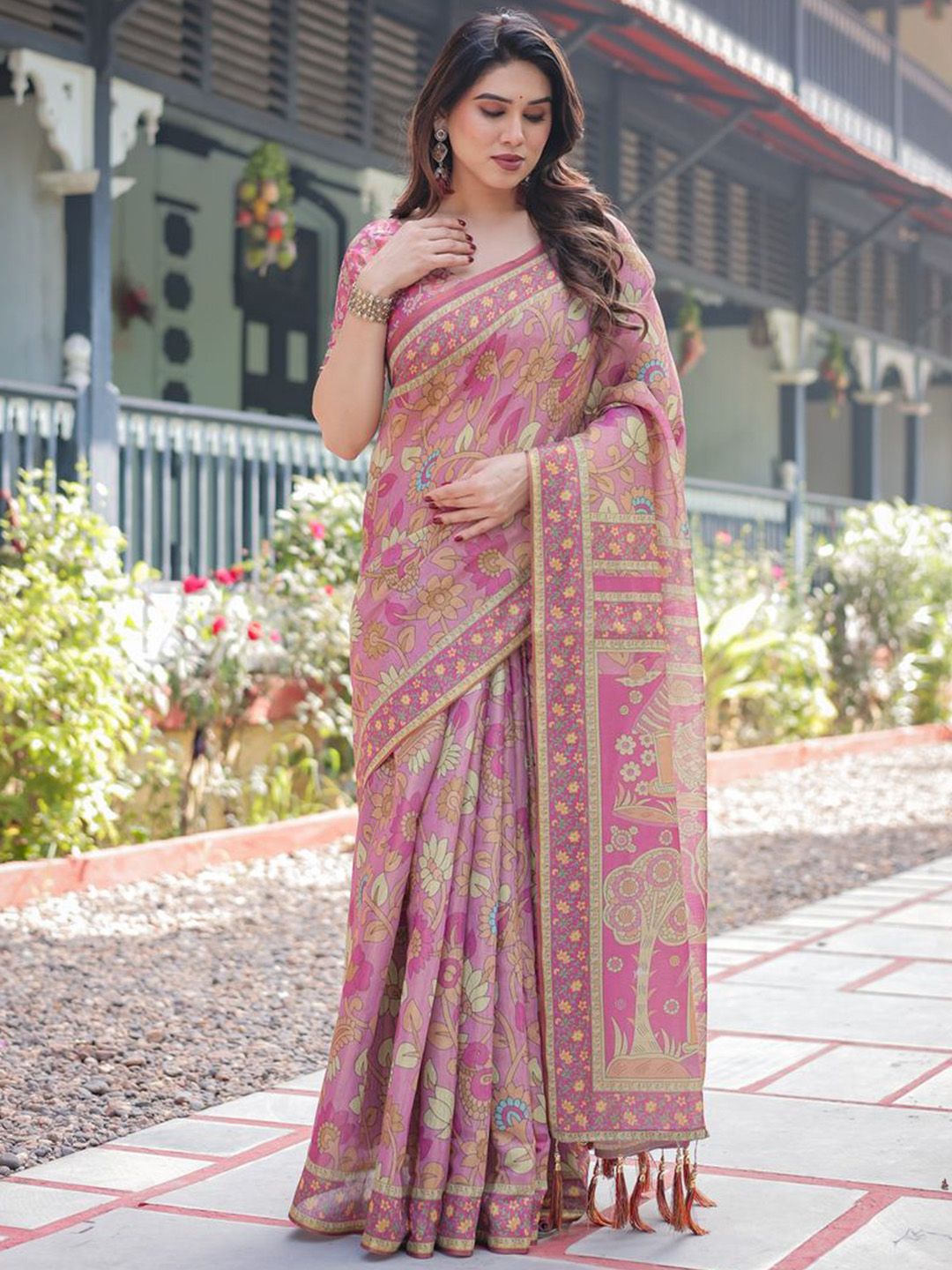 Almaari Fashion Printed Cotton Kalamkari Saree